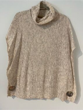 Piko 1988 Cream Marled Cowl Neck Sweater Poncho